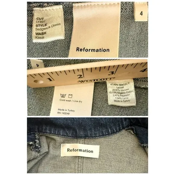NWT Reformation Jeans Women's Denim Mini Dress Size 4 - Picture 8 of 8